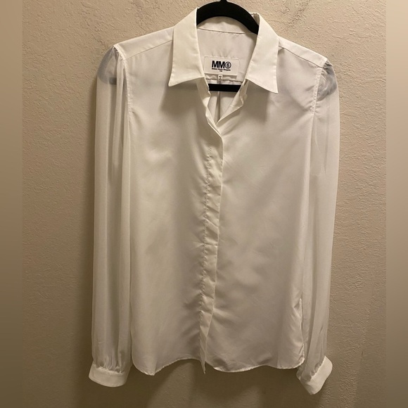 MM6 Maison Martin Margiela White Button Front Size 44 (US Size 8) - Picture 1 of 11